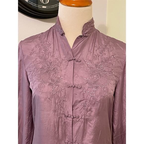 Vintage French Silk Cheongsam style top 100% silk, never worn 32 chest XS - Picture 7 of 10